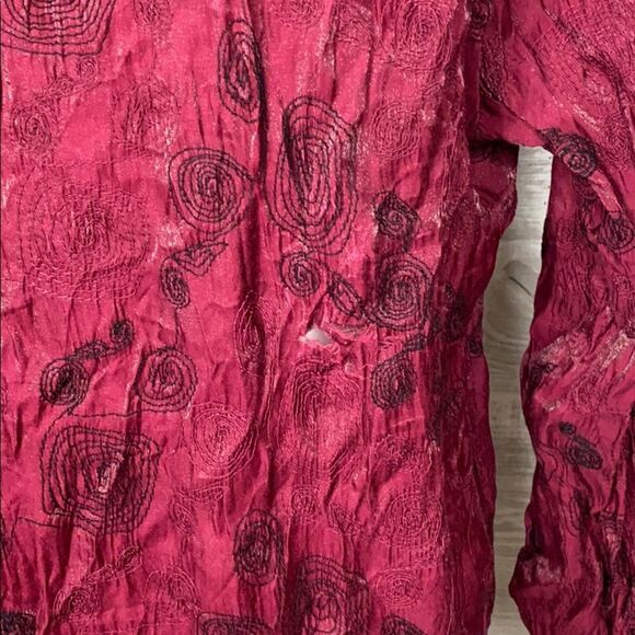 Chico Red High Collar Button Down Long Length Jacket Dress Size 1 - Picture 7 of 8